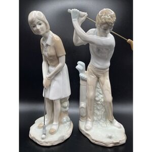ARDALT Golfing Husband & Wife Figurines Japan Hand Painted Lenwile China